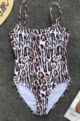 Leopard High Leg Scoop Neck One Piece Swimsuit
