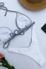 High Leg Metallic Slide Triangle Bikini  - Two Piece Swimsuit