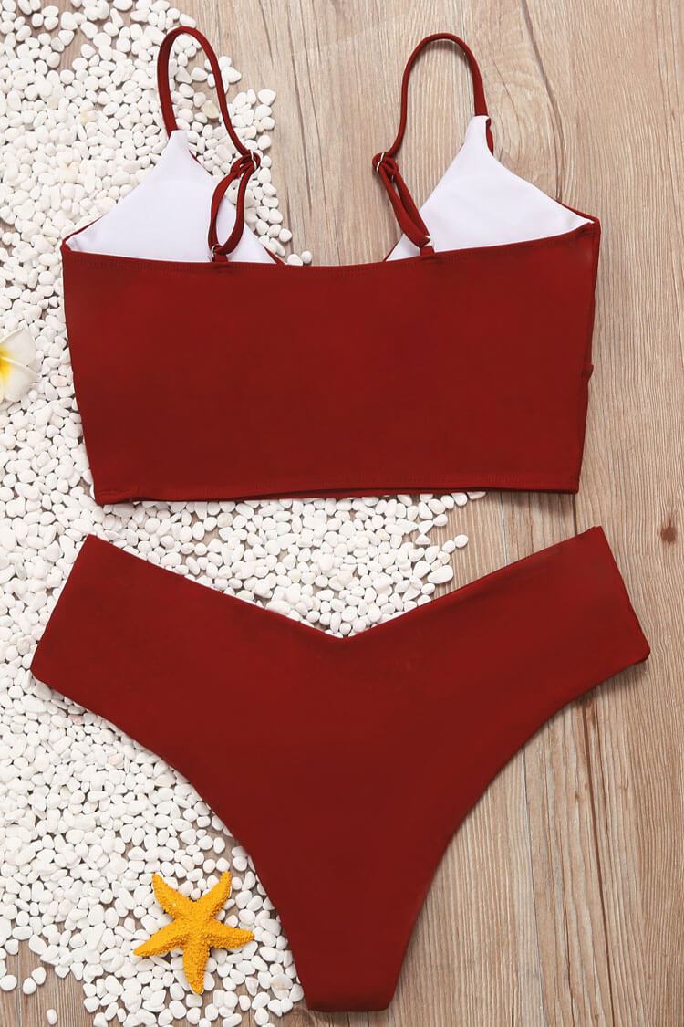 Solid Wrap Front Bralette Bikini - Two Piece Set