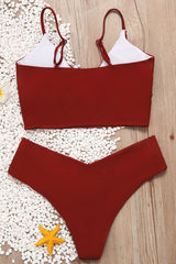 Solid Wrap Front Bralette Bikini - Two Piece Set