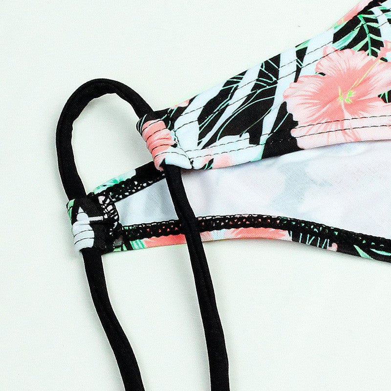 Tropical Floral Push Up Halter Bikini - Two Piece Set