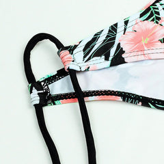 Tropical Floral Push Up Halter Bikini - Two Piece Set