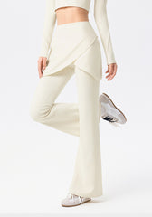 Fake two pieces of laminated yoga bootcut gym pants