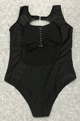 Plus Size Cutout Back Solid One Piece Swimsuit
