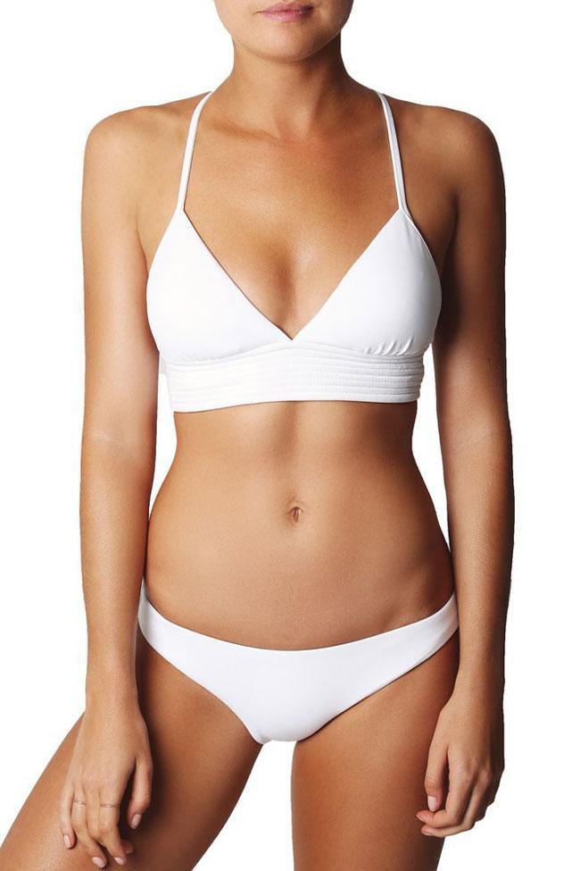 Solid Strappy Lace Up Triangle Bikini - Two Piece Set
