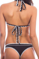 Black Halter Crochet Triangle Bikini