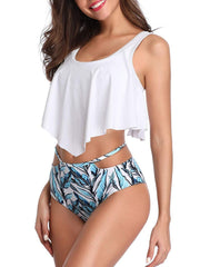 Cute High Waisted Ruffled Two Piece Tankini Swimsuit