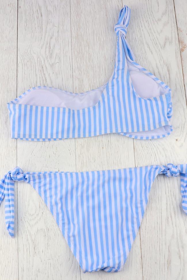 Holiday Striped Single Shoulder Bikini - Two Piece Swimsuit