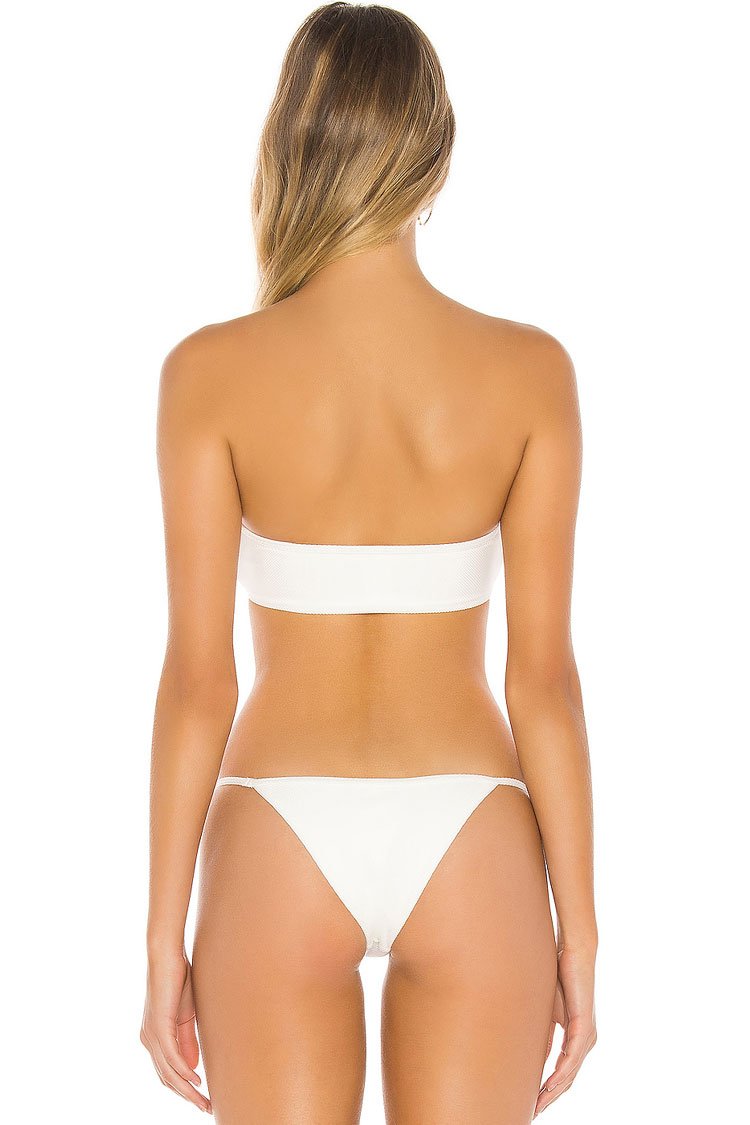 Versatile Tie Front String Bandeau Bikini - Two Piece Set