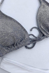 High Leg Metallic Slide Triangle Bikini  - Two Piece Swimsuit