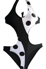 Holiday Monochrome Polka Dot Monokini One Piece Swimsuit