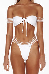 Mesh Sleeved Off The Shoulder Bikini - Two Piece Set
