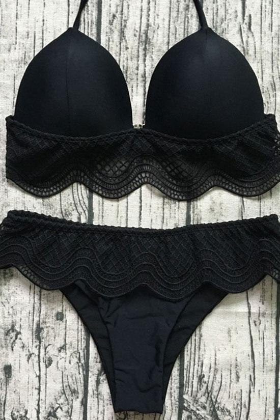Scalloped Lace Triangle Bikini - Two Piece Set