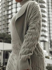 Front Pocketed Cardigan Sleek Sweater With High-Waist Skirt Three-Piece Knit Set