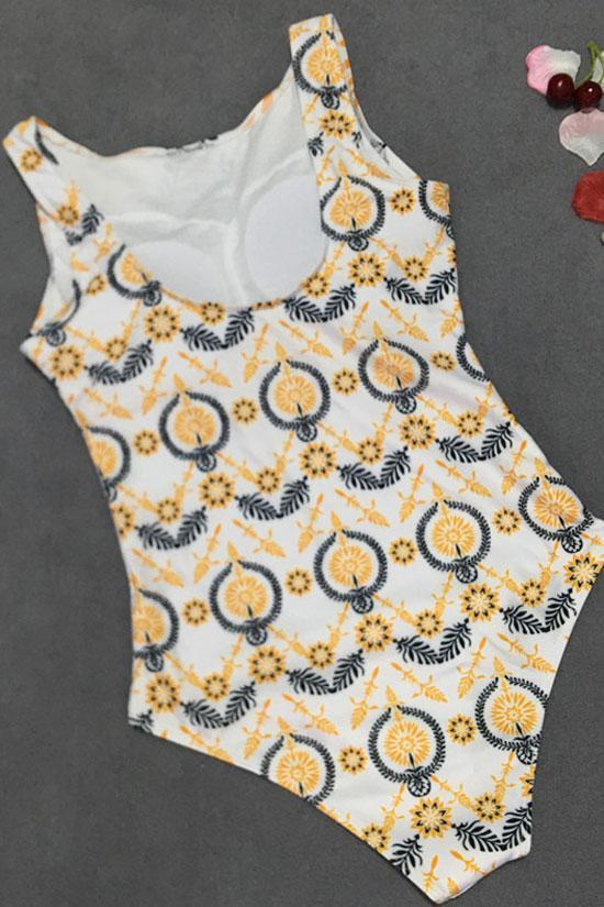 Bohemian Style High Neck One Piece Swimsuit