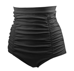 Retro Ruched High Waisted Bikini Bottom