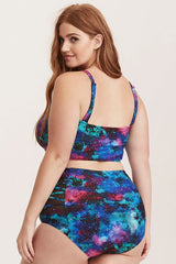 Plus Size Galaxy Crisscross Strappy High Waisted Bikini - Two Piece Set
