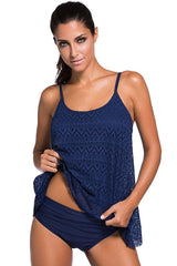 Lace Overlay Tankini Swimsuit