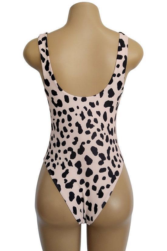 Leopard Printed Square Neck One Piece Swimsuit