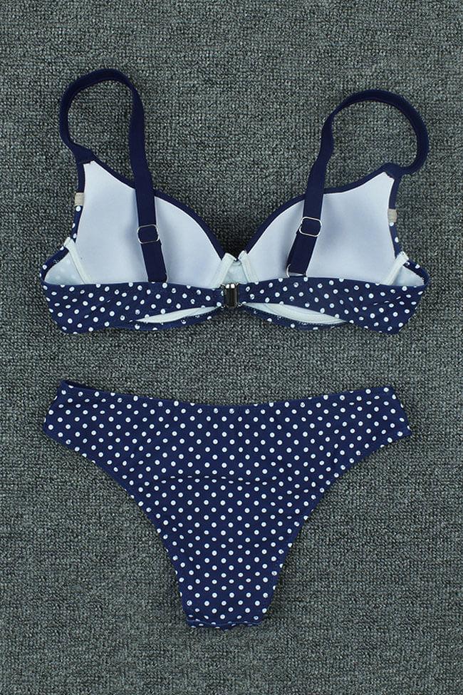 Polka Dot Ruched Underwire Bikini - Two Piece Set