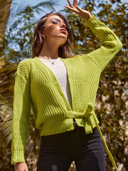 Acrylic Lace Up Long Sleeves Cardigans