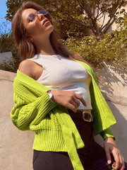 Acrylic Lace Up Long Sleeves Cardigans