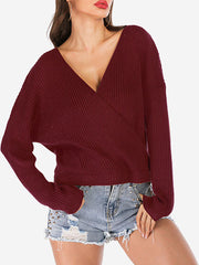 Acrylic Wrap  Pullovers V-Neck Long Sleeves Sweater