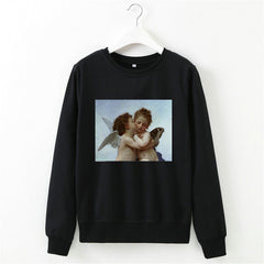 Angel print o-neck long sleeve sweatshirt