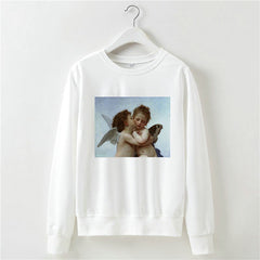 Angel print o-neck long sleeve sweatshirt