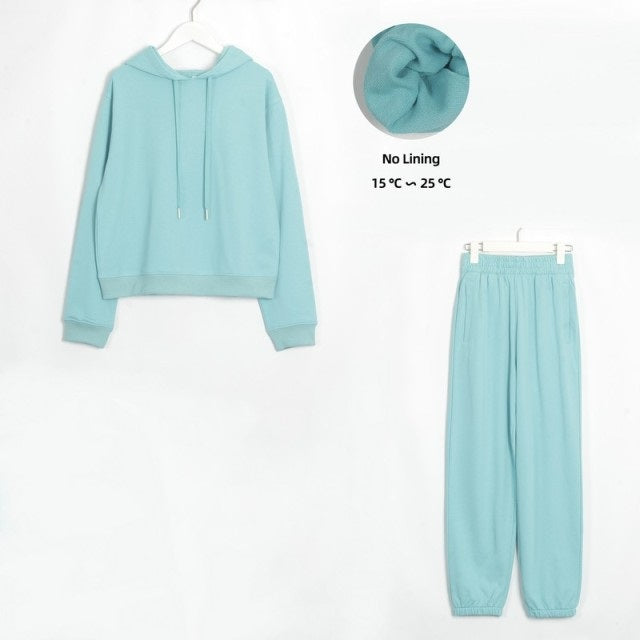Basic Cotton Sweatshirts Sets Early Waist Pants Casual Suits Street Wear