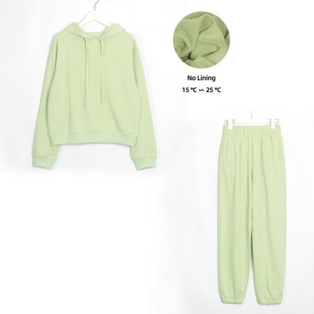Basic Cotton Sweatshirts Sets Early Waist Pants Casual Suits Street Wear