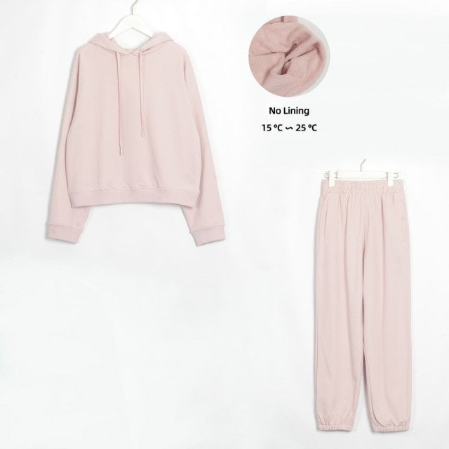 Basic Cotton Sweatshirts Sets Early Waist Pants Casual Suits Street Wear