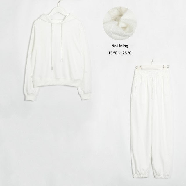 Basic Cotton Sweatshirts Sets Early Waist Pants Casual Suits Street Wear