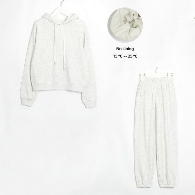 Basic Cotton Sweatshirts Sets Early Waist Pants Casual Suits Street Wear