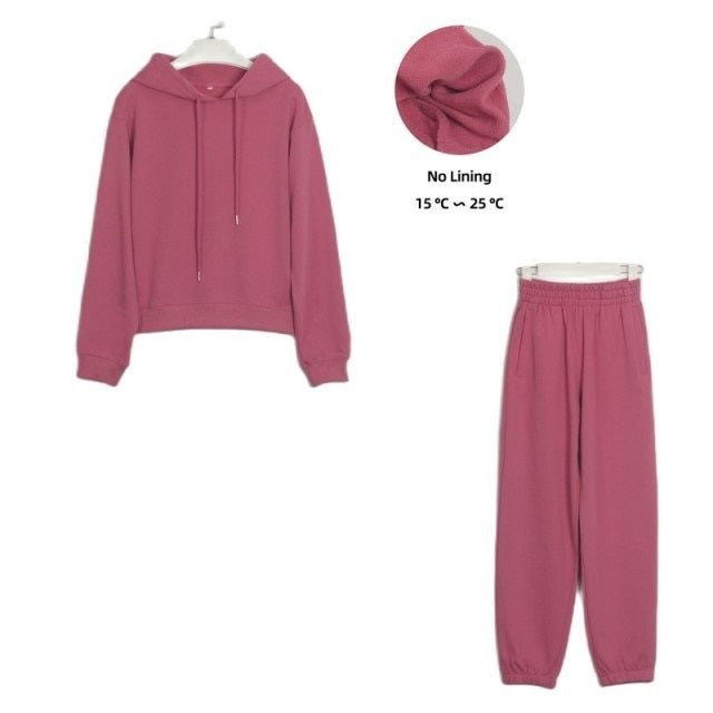 Basic Cotton Sweatshirts Sets Early Waist Pants Casual Suits Street Wear