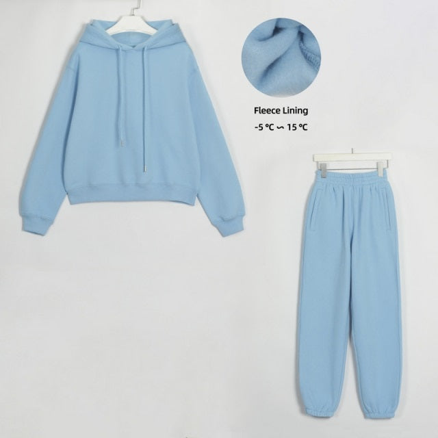 Basic Cotton Sweatshirts Sets Early Waist Pants Casual Suits Street Wear