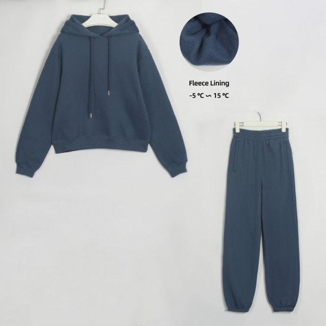 Basic Cotton Sweatshirts Sets Early Waist Pants Casual Suits Street Wear