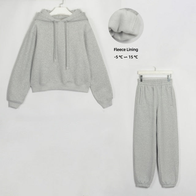 Basic Cotton Sweatshirts Sets Early Waist Pants Casual Suits Street Wear