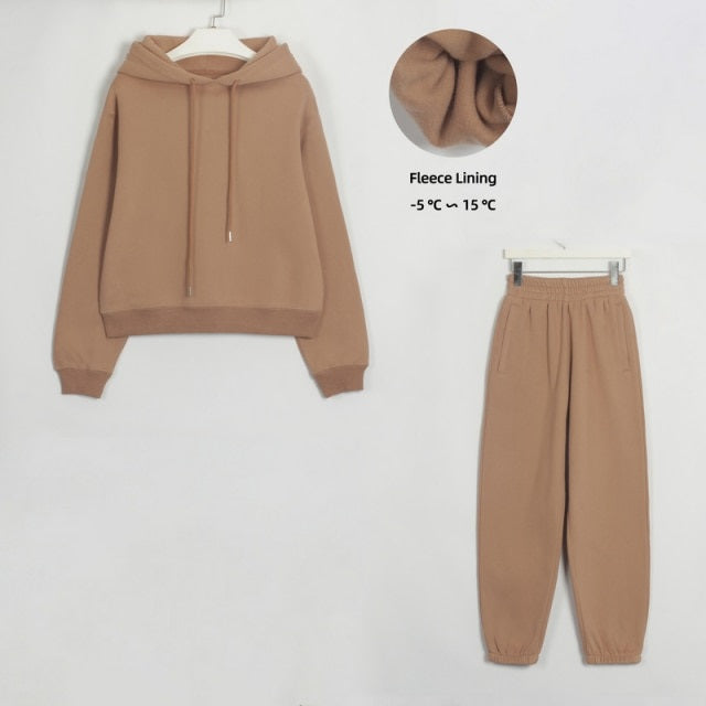 Basic Cotton Sweatshirts Sets Early Waist Pants Casual Suits Street Wear