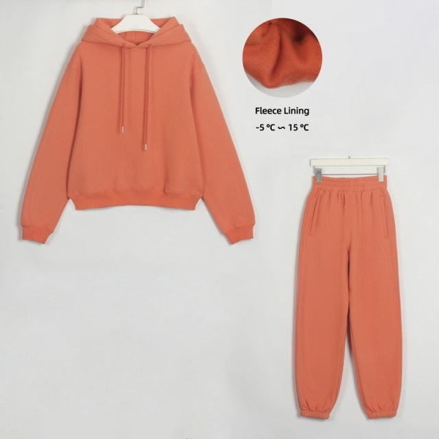Basic Cotton Sweatshirts Sets Early Waist Pants Casual Suits Street Wear