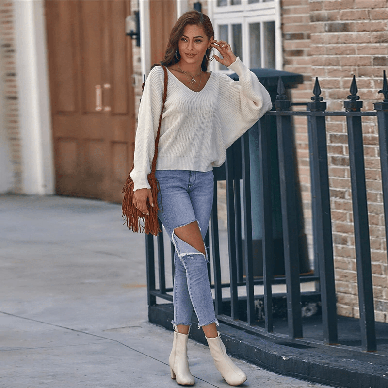 Batwing Sleeve Oversized Casual Solid Sweaters