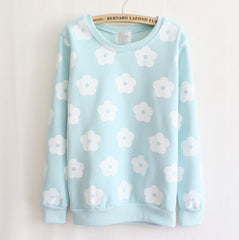 Beautiful Patch Flowers Pullovers Warm Fleece Sweatshirt Hoodie