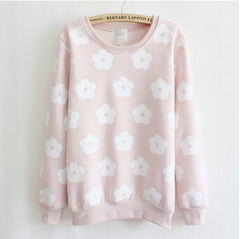 Beautiful Patch Flowers Pullovers Warm Fleece Sweatshirt Hoodie