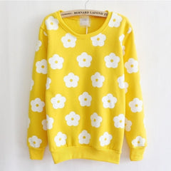 Beautiful Patch Flowers Pullovers Warm Fleece Sweatshirt Hoodie