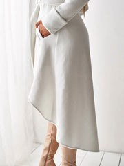 Belted Trench Coat Irregular Trim Wrap Coat