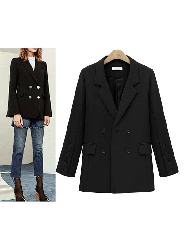 Blazer Jacket Long Sleeve Notch Collar Coat