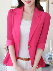 Blazer Jacket Pockets Three Quarter Sleeve Casual Blaze