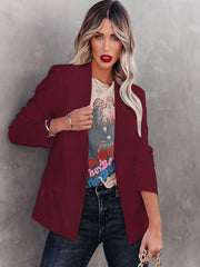 Blazer Jacket Solid Color Lapel Chic Relaxed Street Outerwear