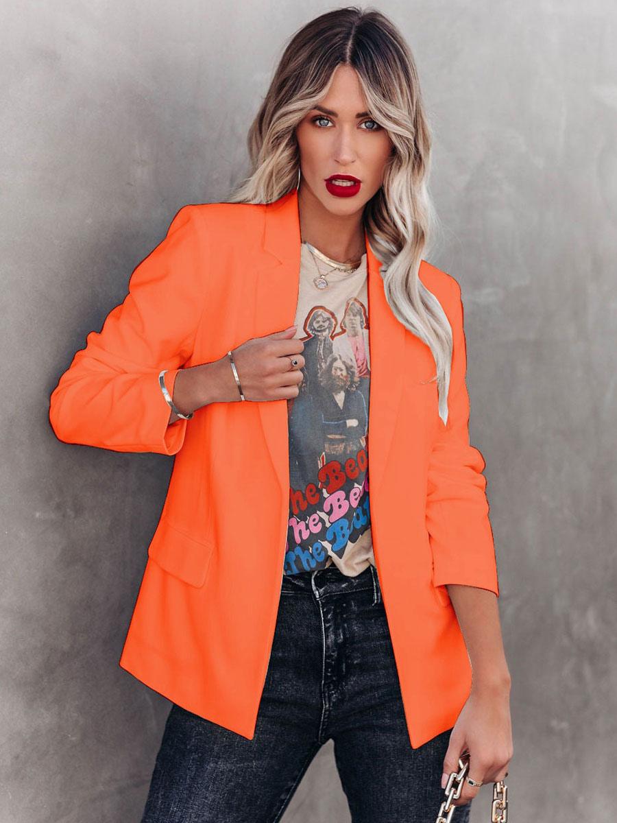 Blazer Jacket Solid Color Lapel Chic Relaxed Street Outerwear
