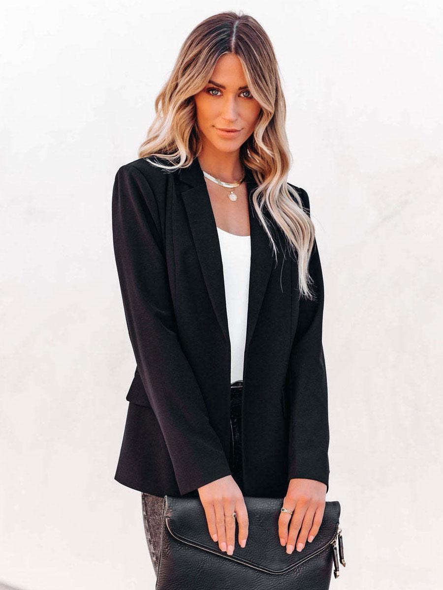Blazer Jacket Solid Color Lapel Chic Relaxed Street Outerwear